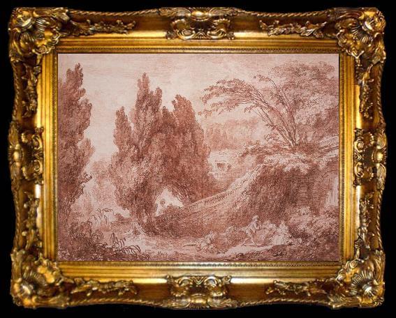 framed  Jean-Honore Fragonard Park Landscape, ta009-2